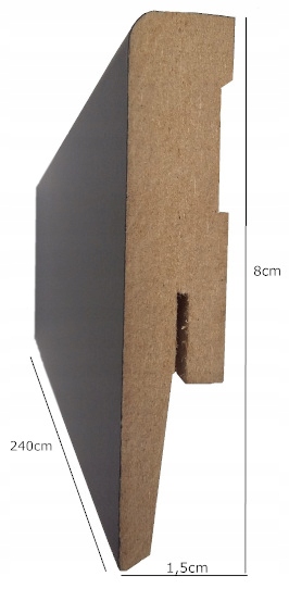 8cm LISTWA PRZYPODŁOGOWA MDF ANTRACYT GRAFIT SZARA Wysokość 80 mm
