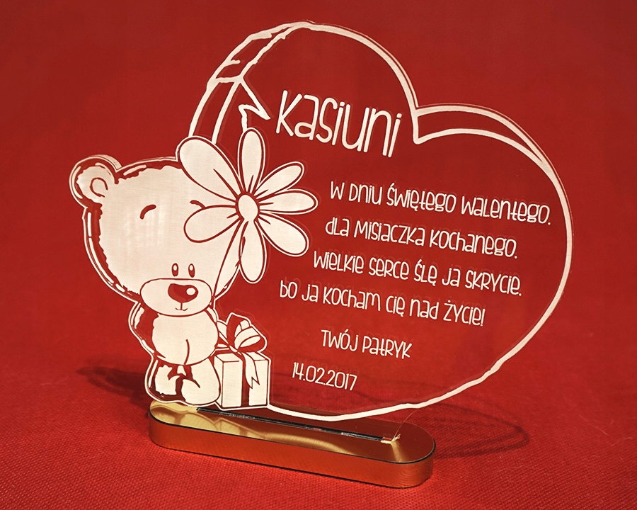 Prezent Walentynkowy Statuetka MIŚ z Twoim tekstem Motyw miś serce