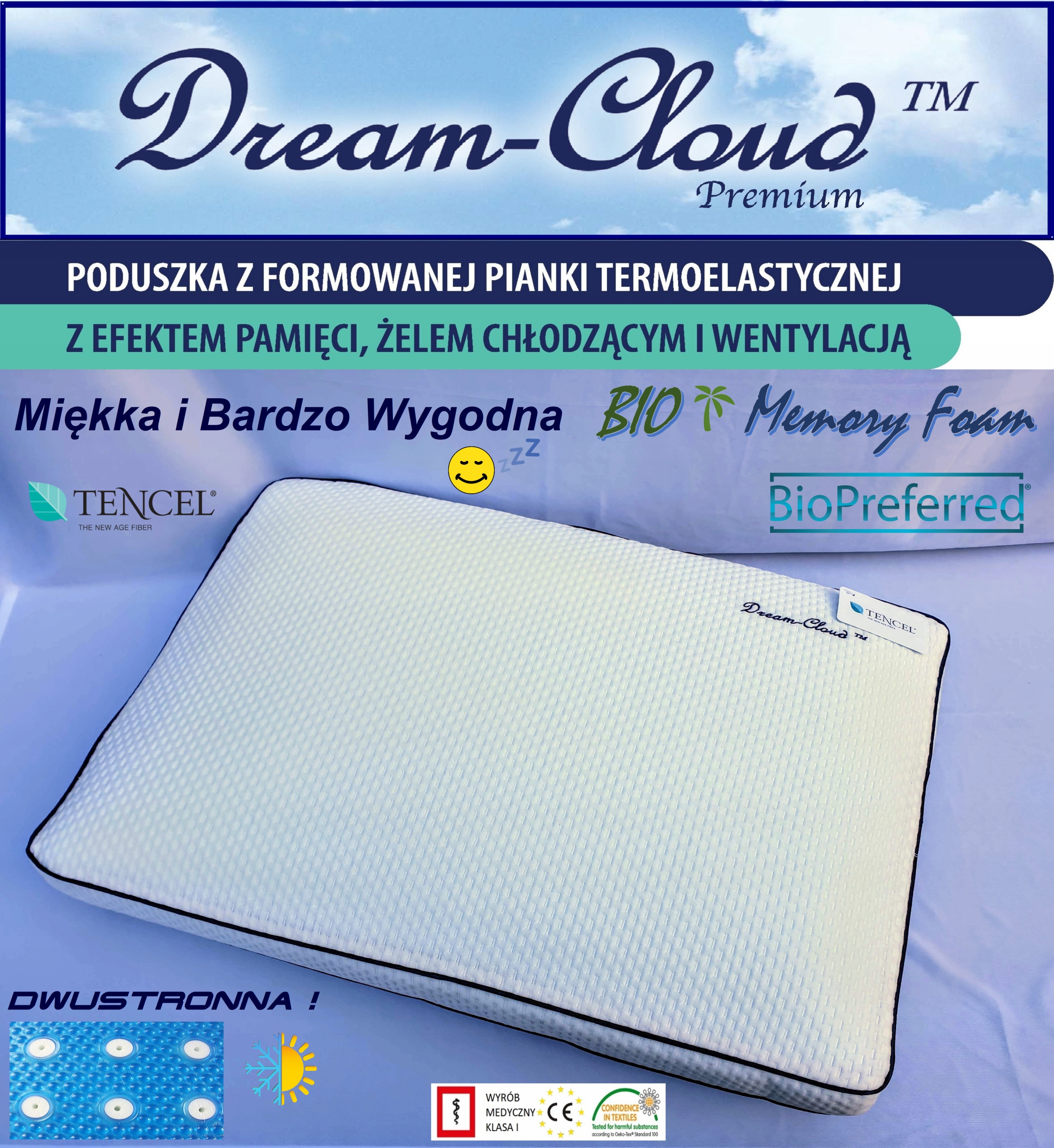 

Poduszka DreamCloud Chłodząca-Wentylowana 60x40x12