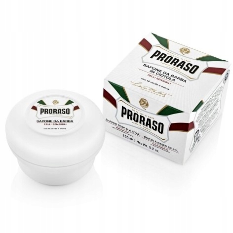 Mydło do golenia białe PRORASO Linia Biała WHITE Soap 150ml Zielona herbata Stan opakowania oryginalne