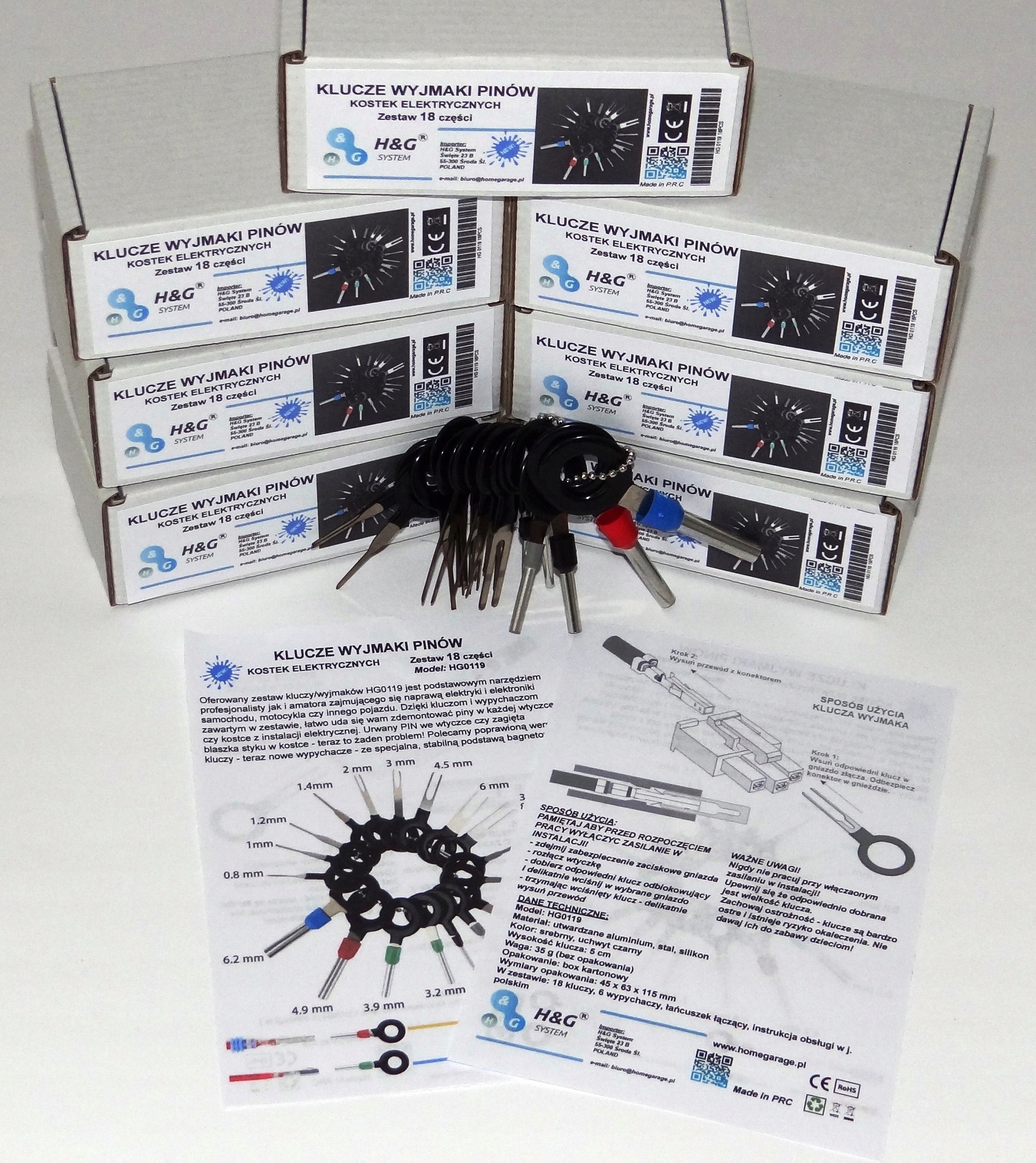 

Wyjmaki Pinów Wtyczek Samochodowych Kpl. 18 Szt.