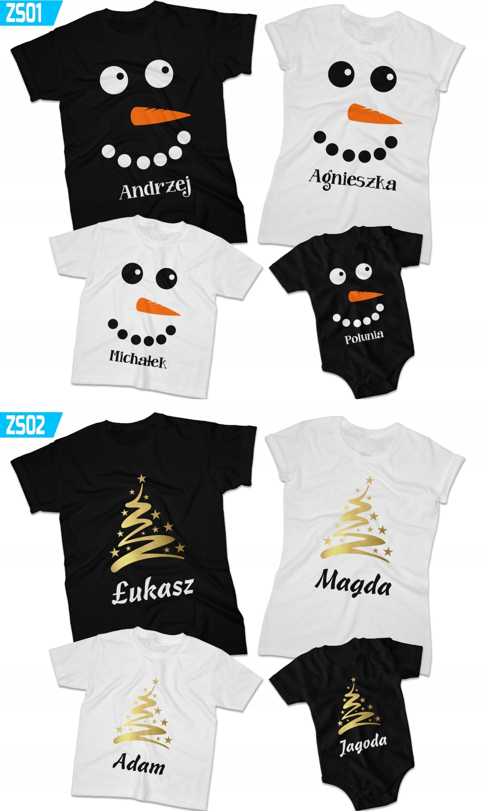 KOSZULKI RODZINNE DLA RODZINY ŚWIĄTECZNE NA SZTUKI Rozmiar 40