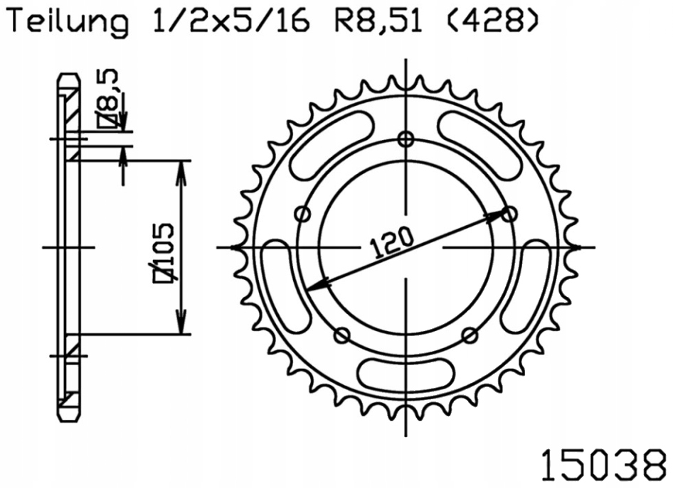 Zadní ozubené kolo 428 Esjot 62Z Sachs Zx 50 96-00