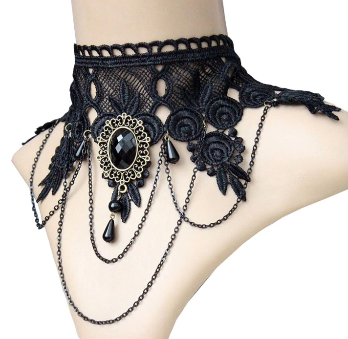 CHOKER KORONKA KAMIEŃ ELEGANCKI