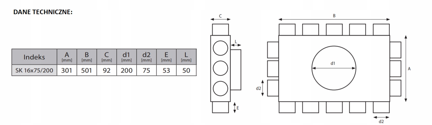 Skrzynka ROZDZIELACZ PŁASKI 16x75/200 REKUPERACJA ATEST Rodzaj inne