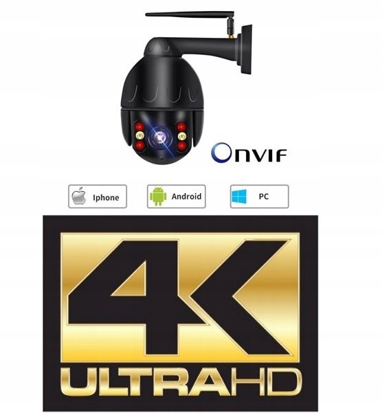 8MPX 4K KAMERA OBROTOWA WIFI PTZ Auto Tracking Obudowa tubowa (bullet)