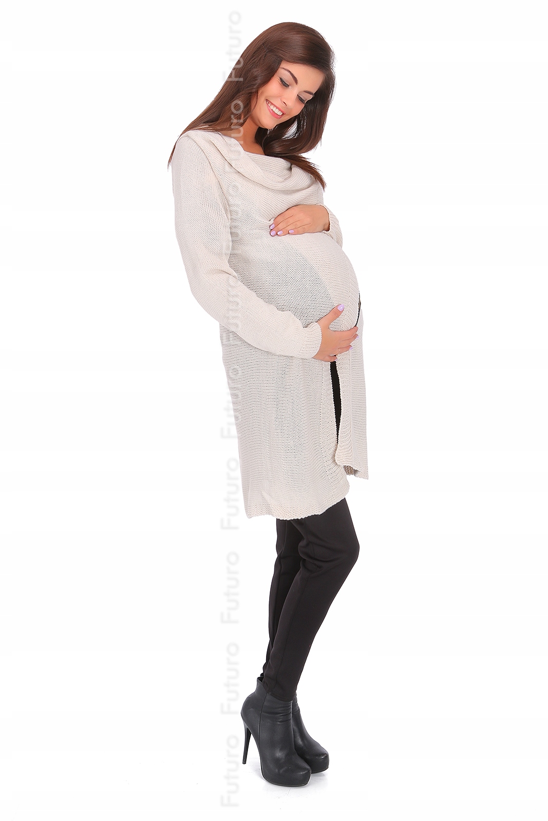 CIEPŁY KARDIGAN DŁUGI SWETER Z ZAMKIEM ZIMA MV151 Płeć kobieta