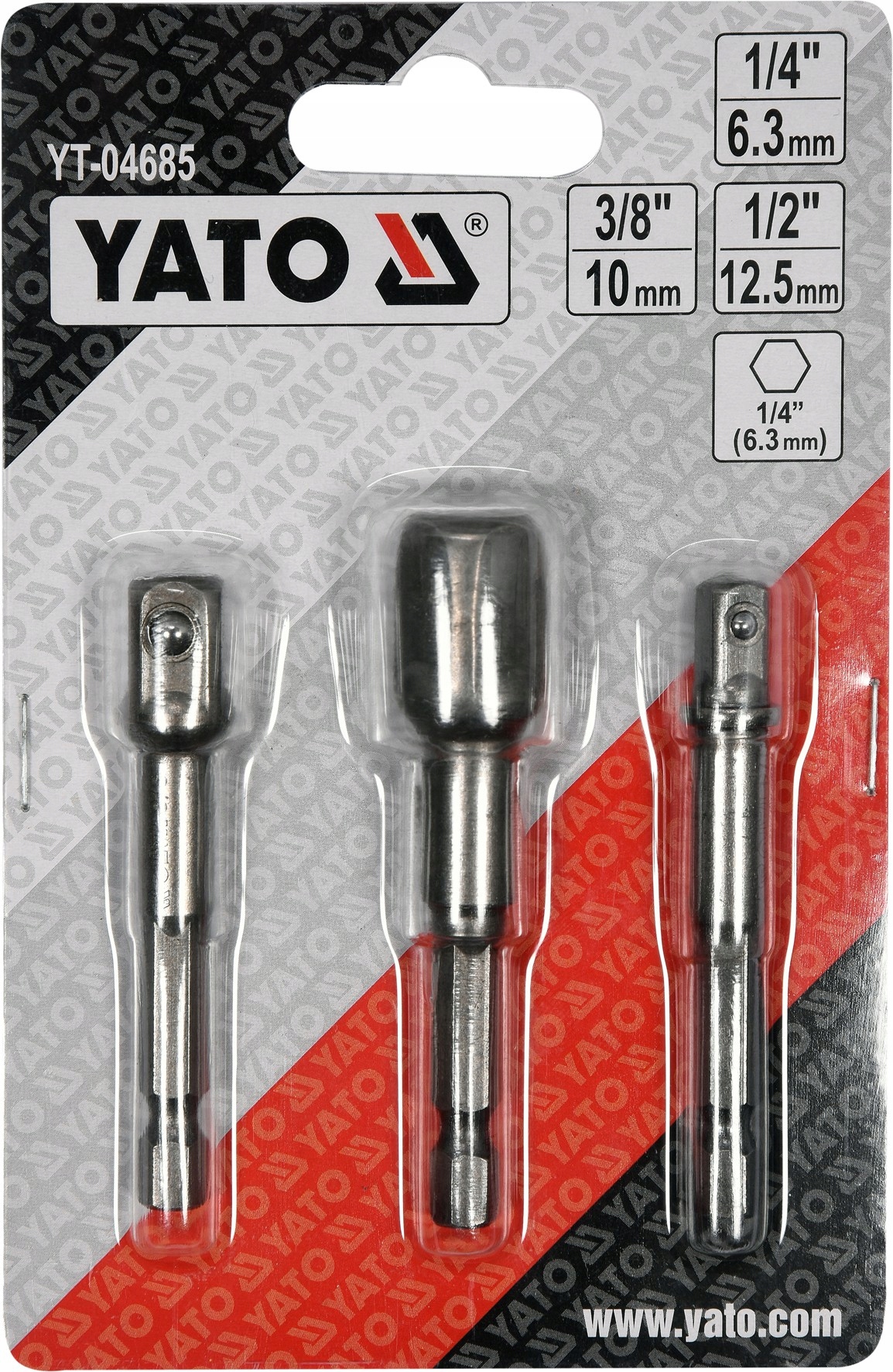 YATO YT-04685 ADAPTERY HEX DO NASADEK 1/4 3/8 1/2 Kod producenta YT-04685