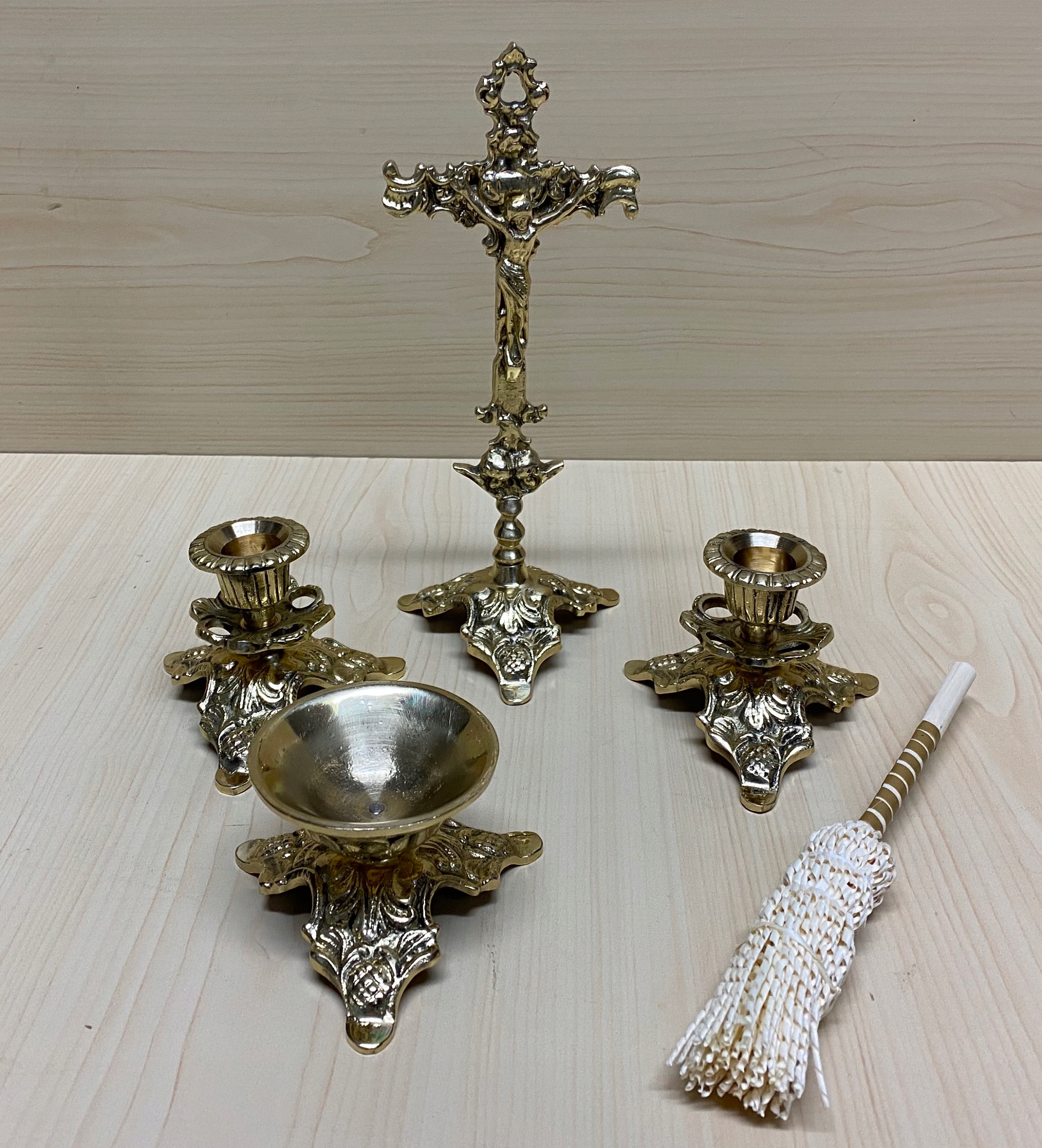 Komplet Kolední Sada Tradiční Mosazná Pasjka Kapka Kříž Miska