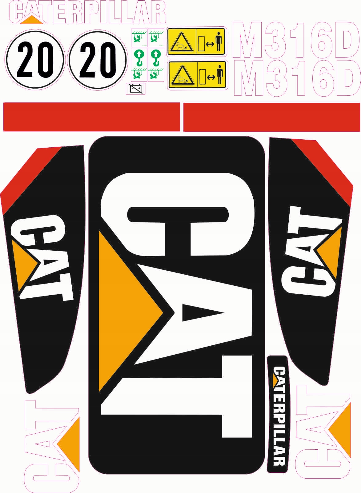 CAT CATERPILLAR M316D NAKLEJKI NAKLEJKA