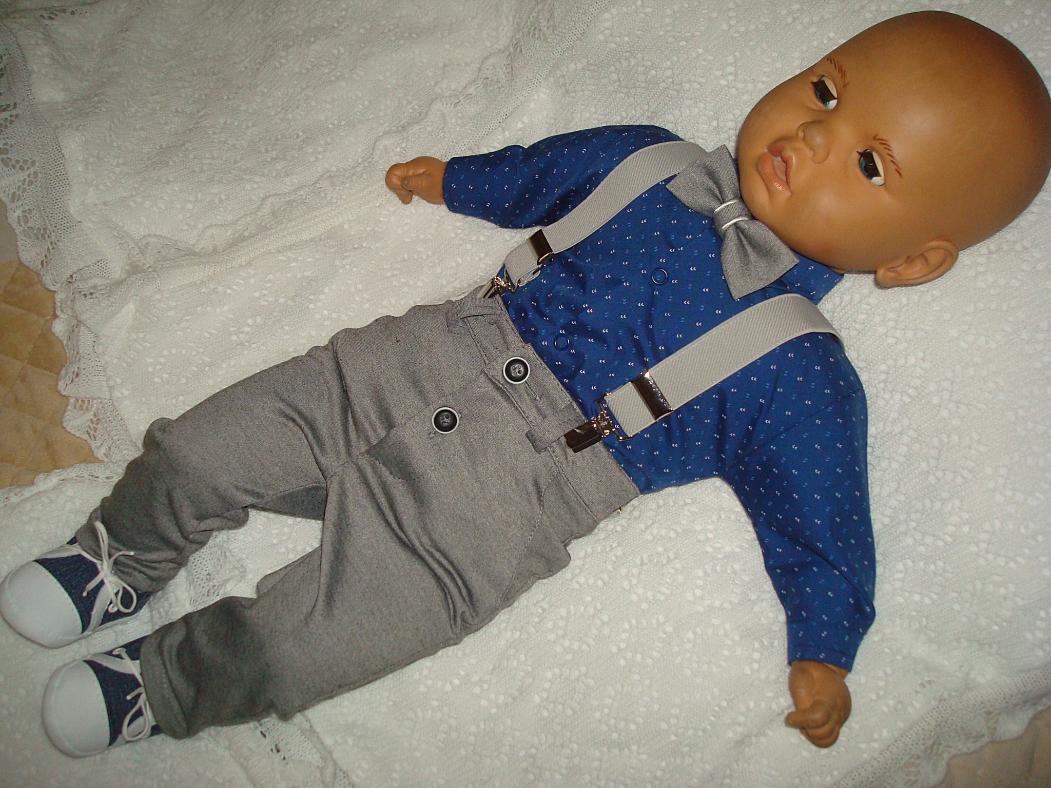 BAWEŁNA MARYNARKA KOMPLET UBRANKO/CHRZTU/WESELE/80 Rozmiar 80