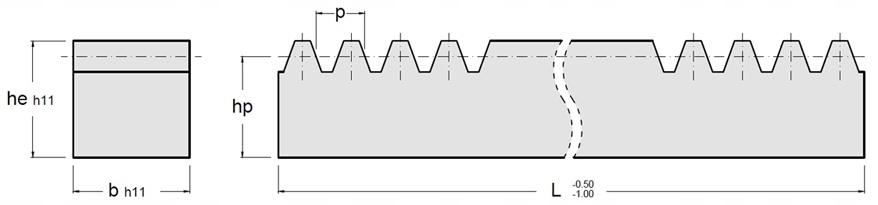 Listwa zębata M1.5 17x17 L=1000mm Moduł 1.5 Marka inny