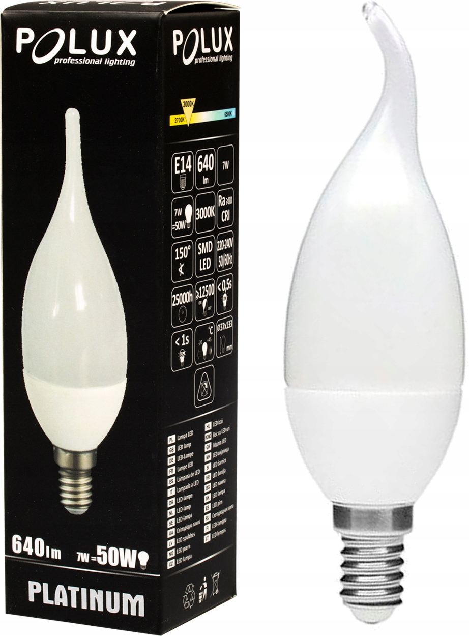 

Żarówka Led Świeca E14 7W 50W Polux 3000K Płomyk