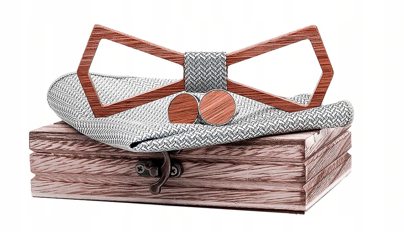 DREWNIANA MUCHA SPINKI POSZETKA T207-C4 SZARY PL