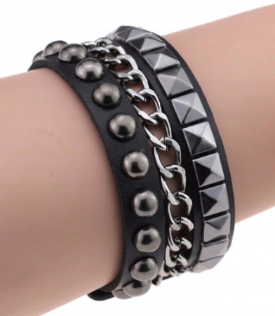 

Bransoletka Skórzana Ćwieki Pieszczocha Punk Goth