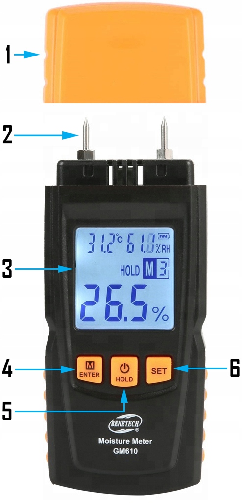 Wilgotnościomierz miernik wilgotności drewna GM610 Marka Benetech