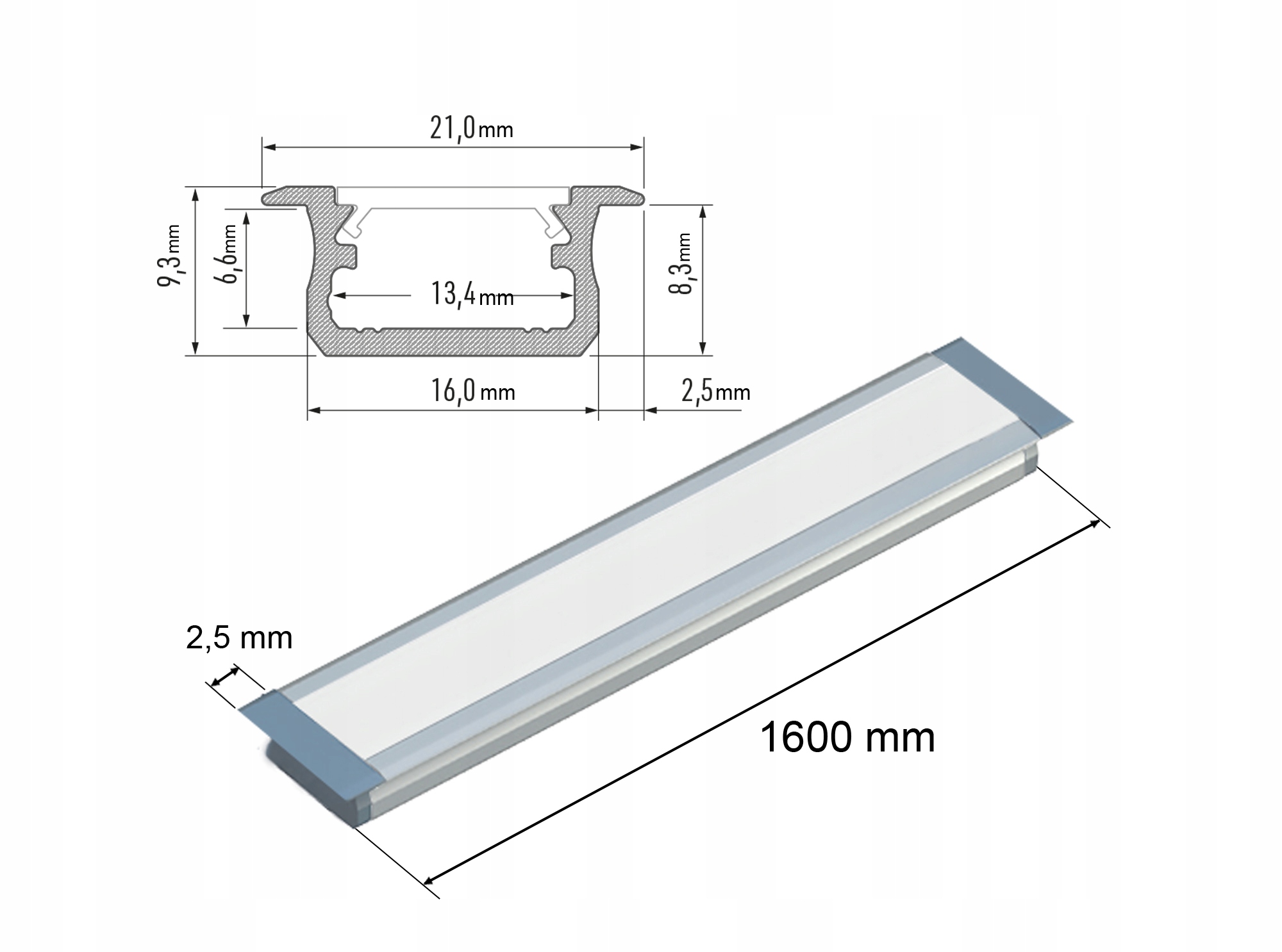 oświetlenie LED do kuchni pod szafki 15W 160cm Rodzaj gwintu zintegrowane źródło LED