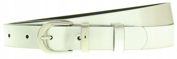 

Szeroki pasek skórzany do spodni sukienki Srebrny