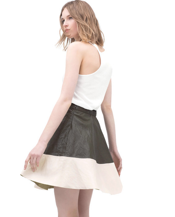 ZARA SPÓDNICA SKÓRZANA SKÓRA ROZKLOSZOWANA XS 34