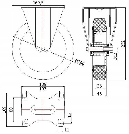 fi 200 KOŁA STAŁE DO WÓZKÓW REGAŁÓW MASZYN 130kg Marka Zabi