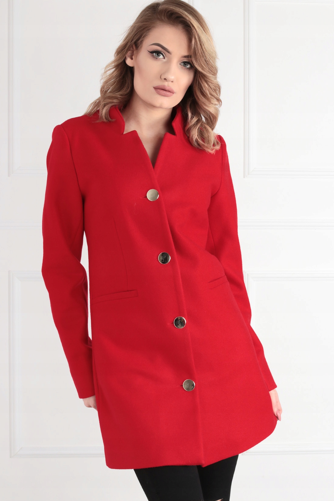 PŁASZCZ DAMSKI KURTKA KLASYCZNY ELEGANCKI WIOSNA JESIEŃ KOLORY 42 XL 1921 Kaptur bez kaptura