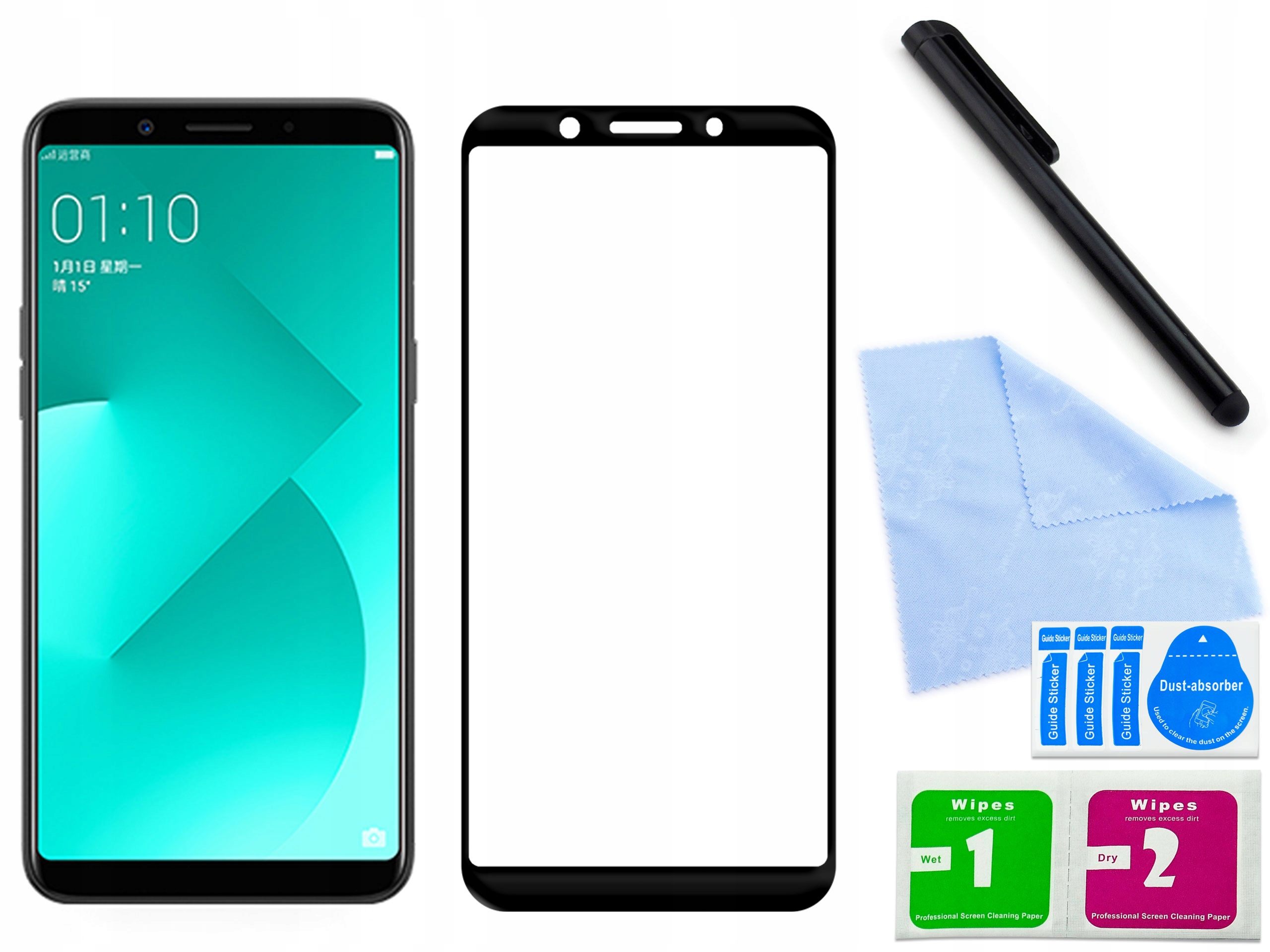 

Zaokršglone szkło 3D hartowane do Oppo A1 Czarne