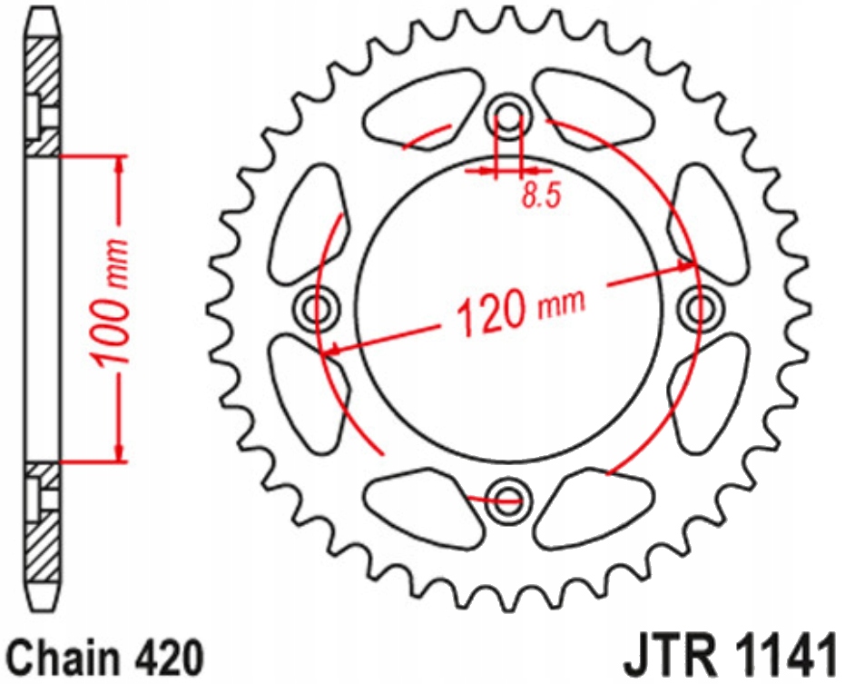 Zadní ozubené kolo Jt R1141 50-60Z Beta Rr 50 Motard