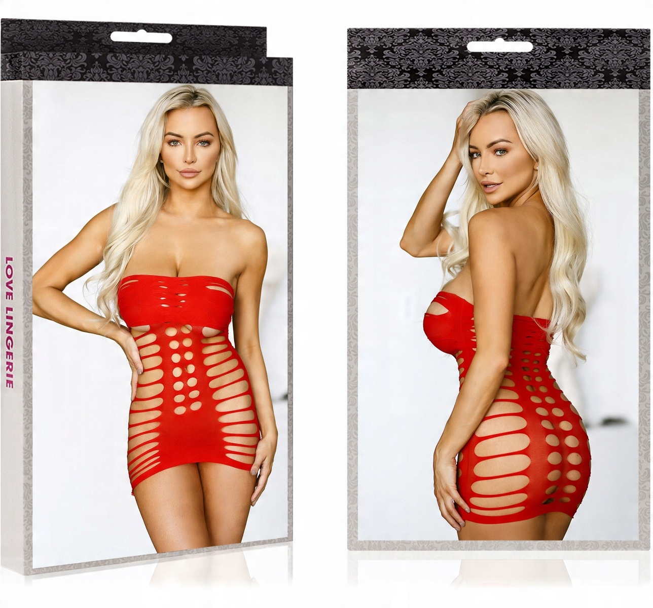 

Czerwona Sukienka Mini Bodystocking Noc Poślubna