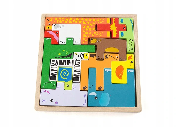 Tetris zwierzęta klocki drewniane logiczna gra Marka inna