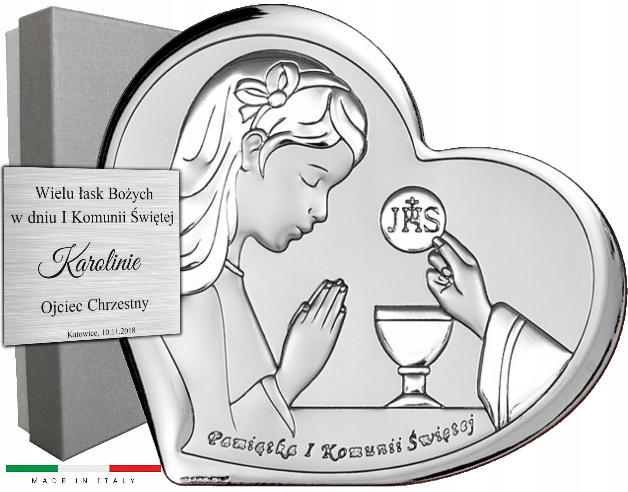 Stříbrný Obrázek Suvenýr Svatého Přijímání Gravírování