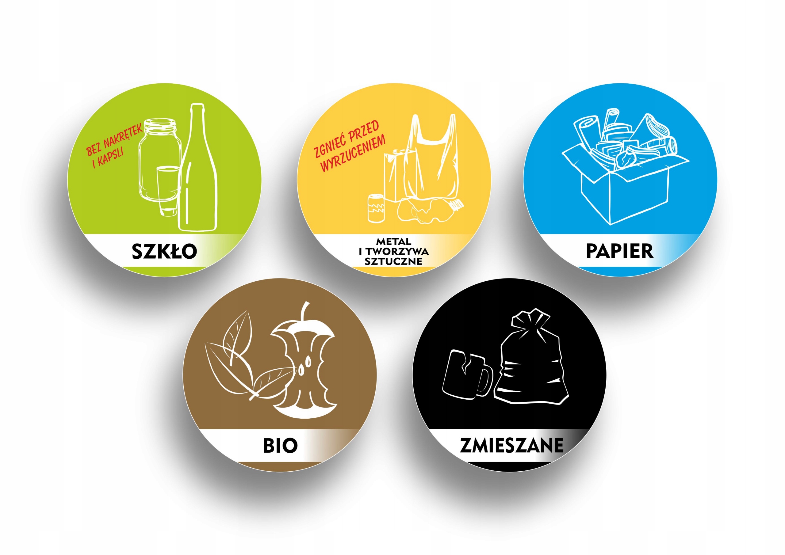 

Naklejki Na Śmietnik Kosz Na Śmieci 8 cm Komplet