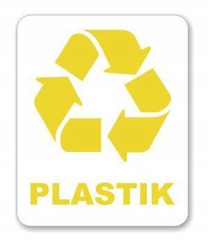 Naklejka PLASTIK KOSZ na ŚMIECI segregacja 15 cm