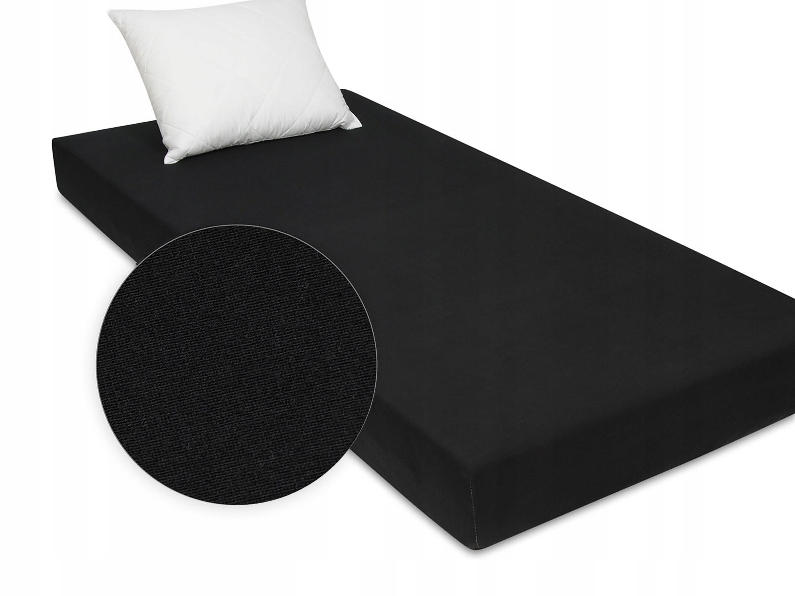 

Czarne wytrzymałe prześcieradło z gumką 80x200 cm