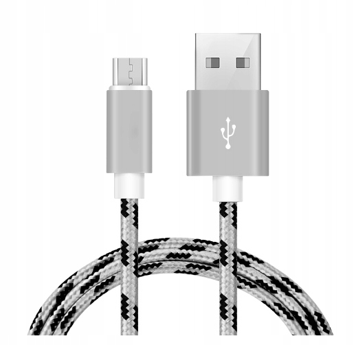 

Kabel nylonowy 1m Usb microUSB biały Quickcharge!