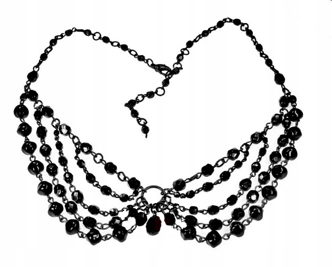 

czarny naszyjnik z pereł perły perełki kołnierzyk