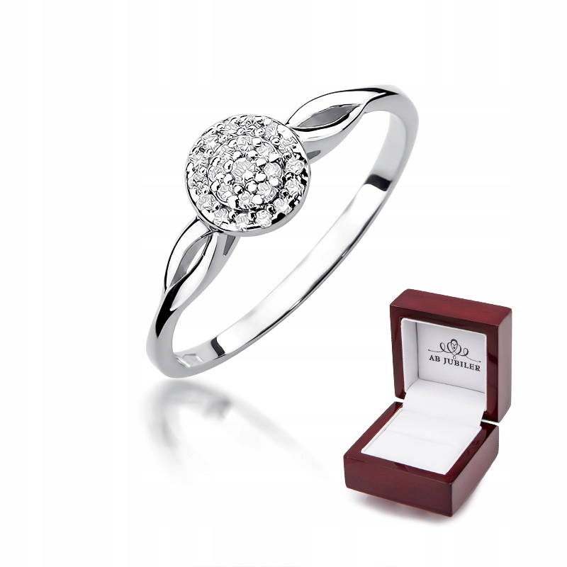 

Pierścionek 585 Białe Złoto Brylant 0,12ct Prezent
