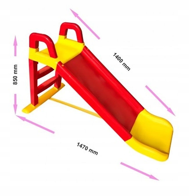 DUŻA ZJEŻDŻALNIA ŚLIZG Z DRABINKĄ 147CM DOM OGRÓD RÓŻOWA Wysokość produktu 85 cm