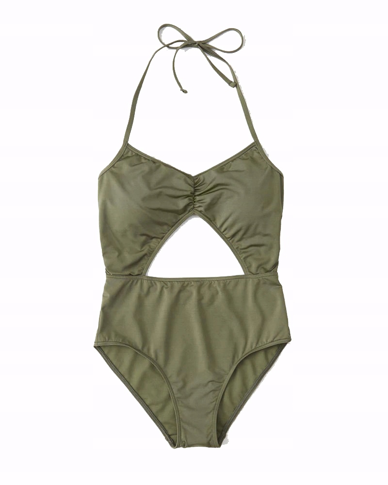 Abercrombie & Fitch jednodílné plavky zelené velikost Xs