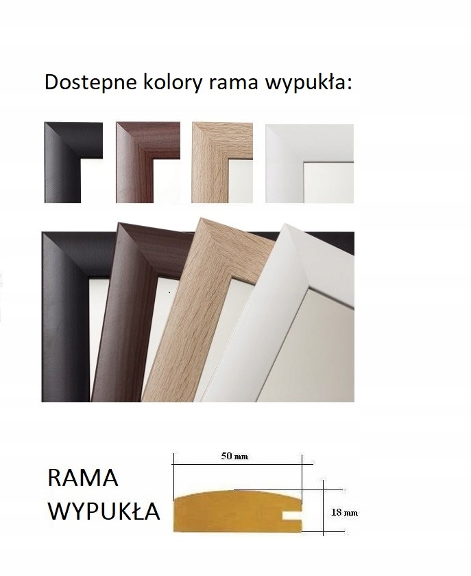 Lustro w ramie 90x50 BIAŁE i 50 ROZMIARÓW Marka Profilmat