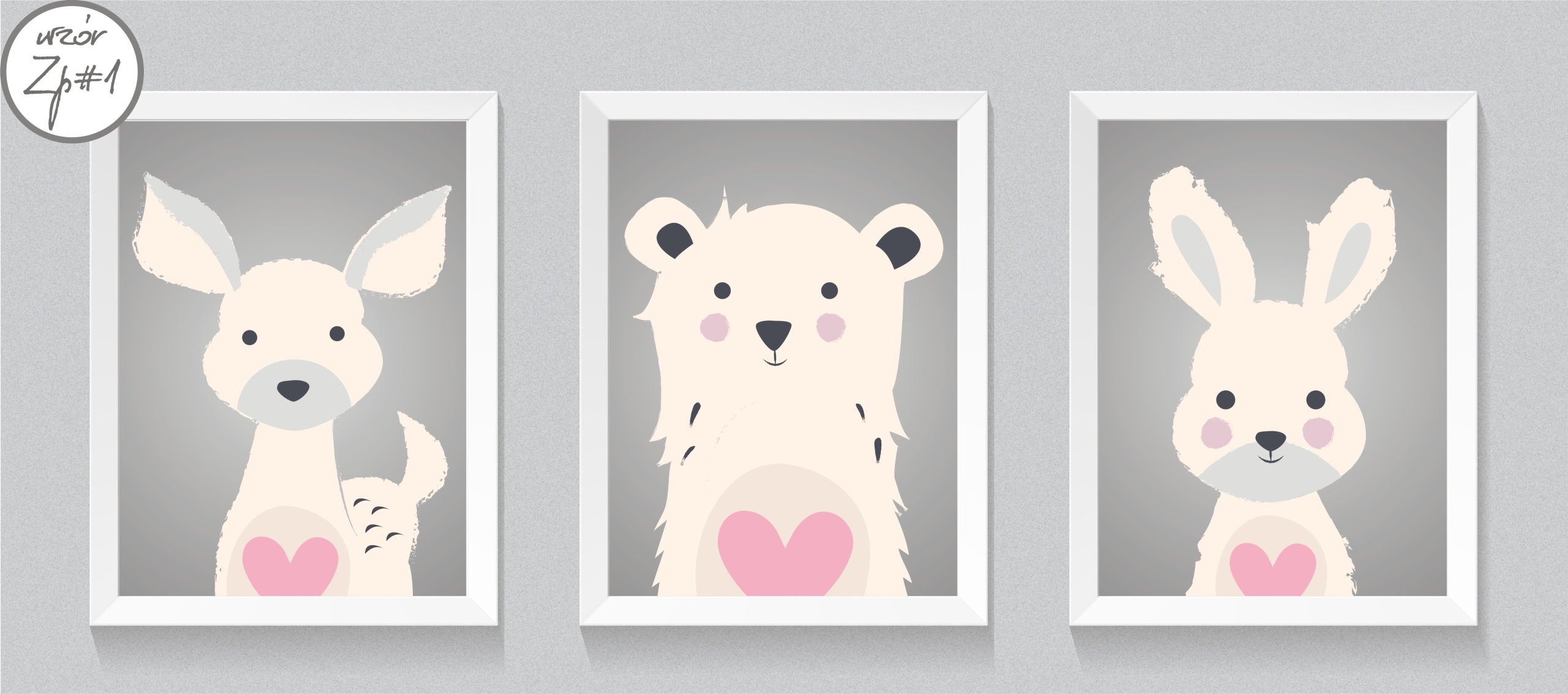 ZESTAW 3 obrazkw plakatw dziecicych A3 + RAMKI Bohater Inny