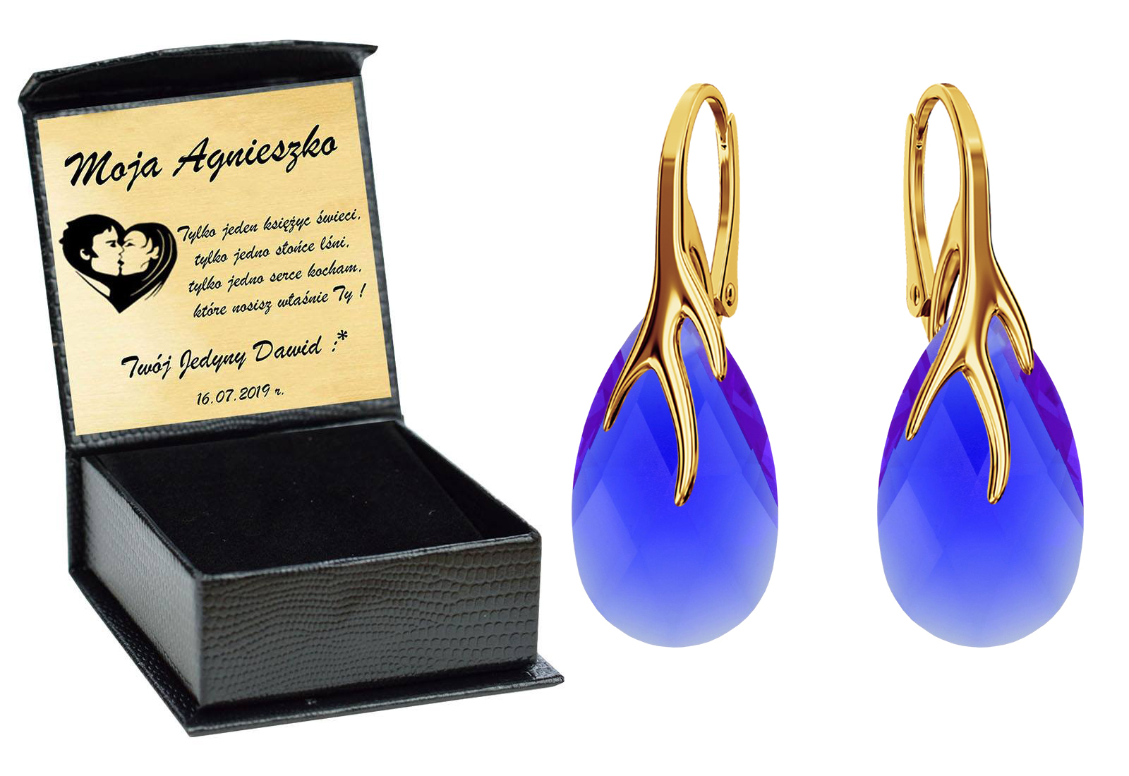 

Drapieżne Kolczyki Swarovski Złote 925 Grawer