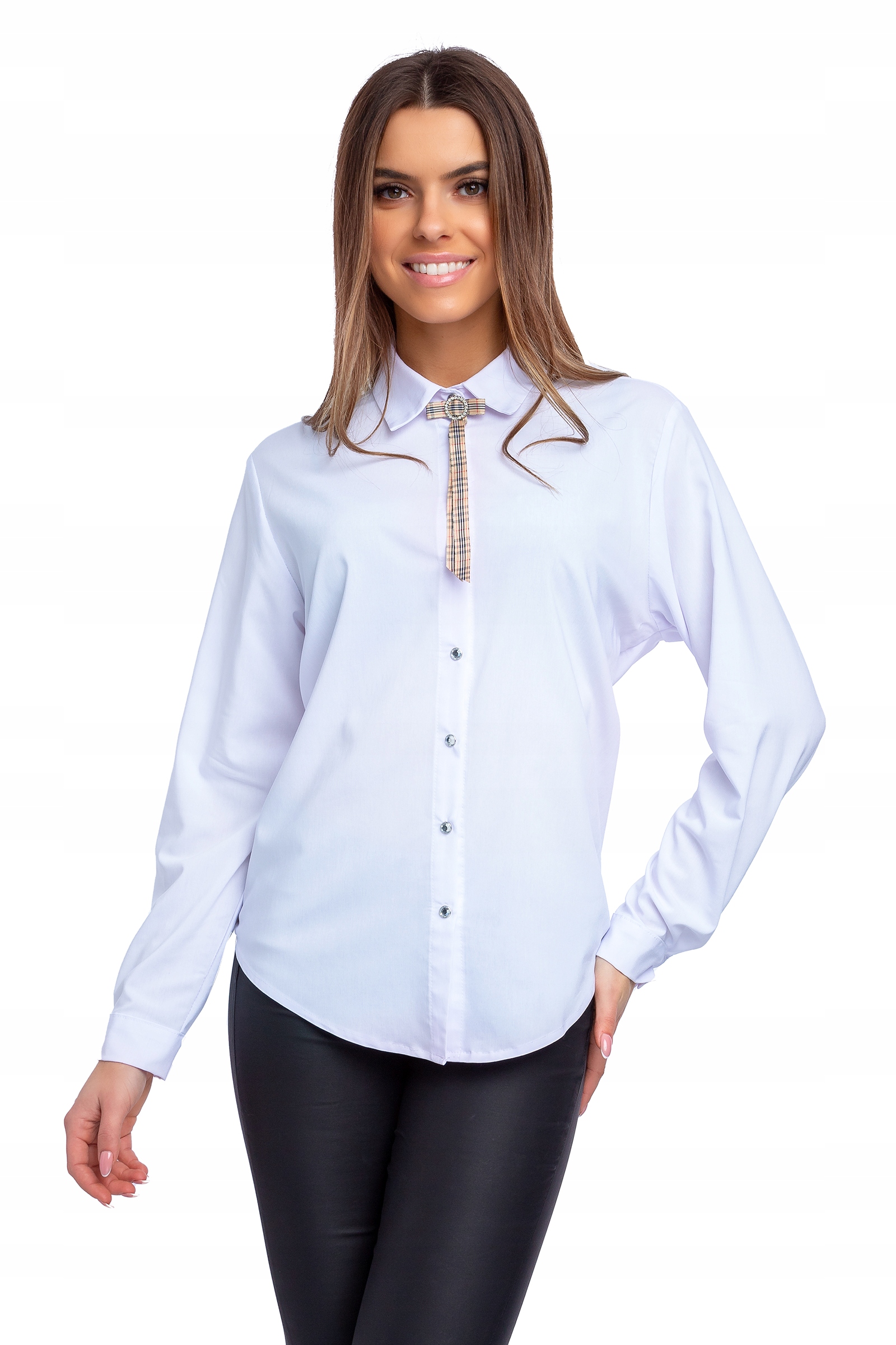 Klasyczna kobieca elegancka bluzka broszka roz- 46 Linia regular