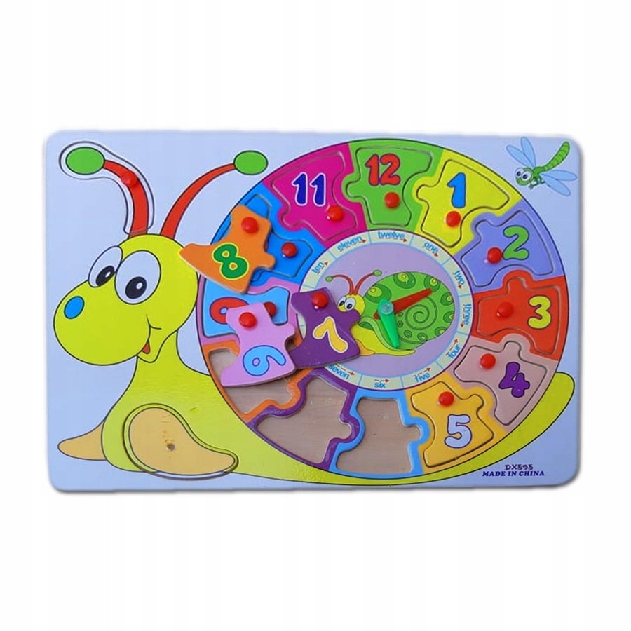 DREWNIANY ZEGAR DLA DZIECI EDUKACYJNY