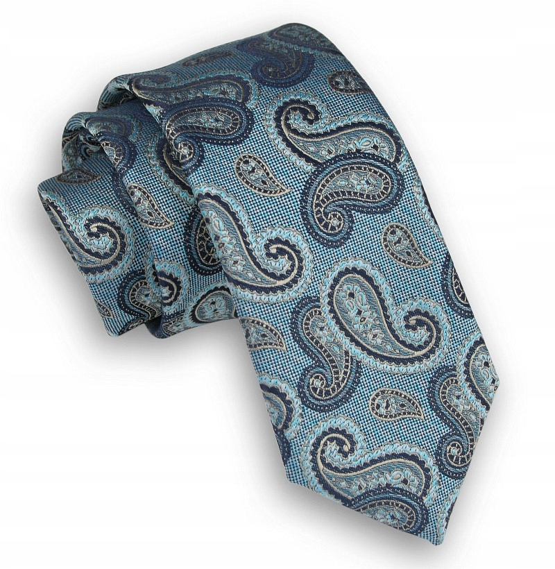 

Miętowy Elegancki Krawat Alties- Paisley, Łezki