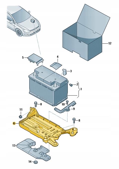 PODSTAWA WSPORNIK AKUMULATORA VW Golf Passat T-Roc Producent części Volkswagen OE