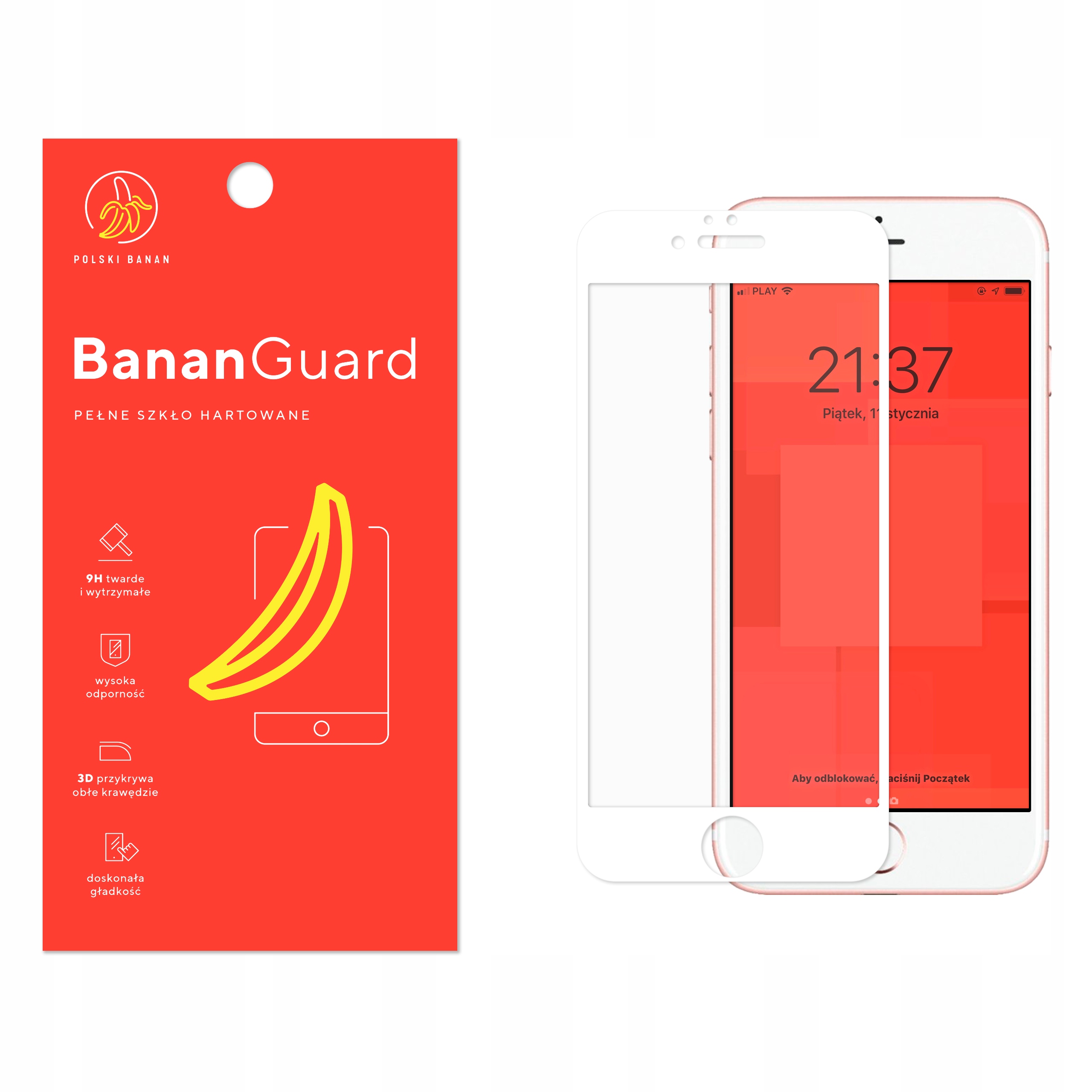 

Szkło Hartowane 3D do iPhone 6 6s Białe
