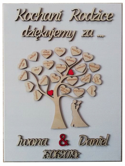 

Podziękowanie dla rodziców Ślub drzewko obraz 3D