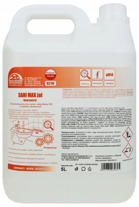 

Dolphin Sani Max Gel 5L Żel Do Dezynfekcji Wc
