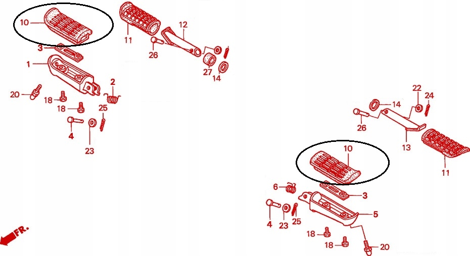 GUMA PODNÓŻKA PRZÓD HONDA XL 125 1000 V VARADERO Producent Tourmax