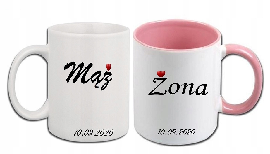 

Kubek Mąż Żona 2x Komplet Data Ślubu kartonik